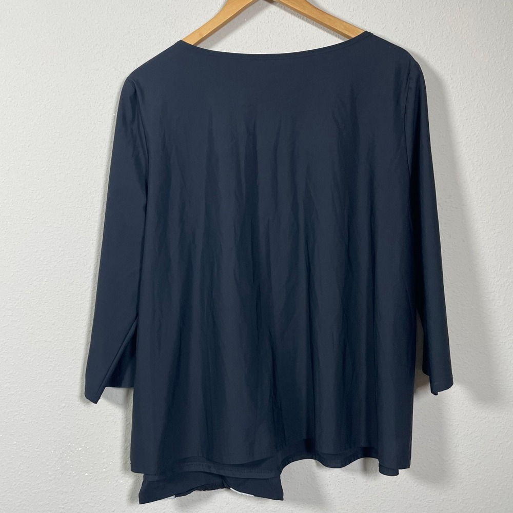 IC by Connie K Top Women XL Black Polka Dot Asymmetric Drape Avant Garde Artsy - Picture 4 of 8